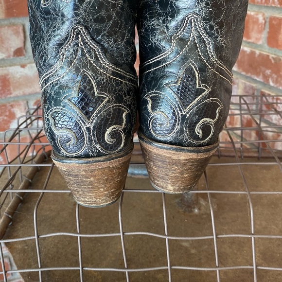 Corral Western Women's Black Vintage Lizard Inlay Boots M. Size 7 - Picture 6 of 16